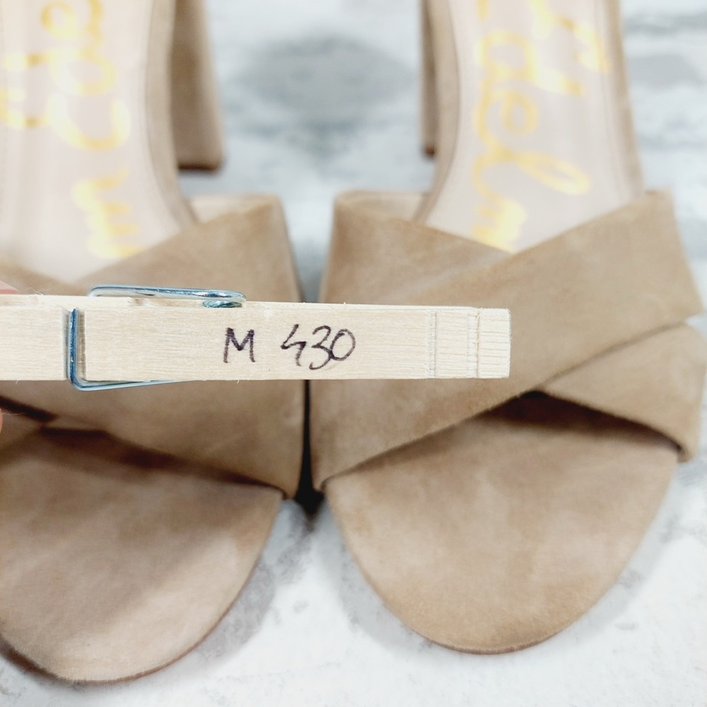 NEW Sam Edelman Yancy Tan Suede Block Heel Ankle Strap Sandal Heels M430 - Picture 11 of 11